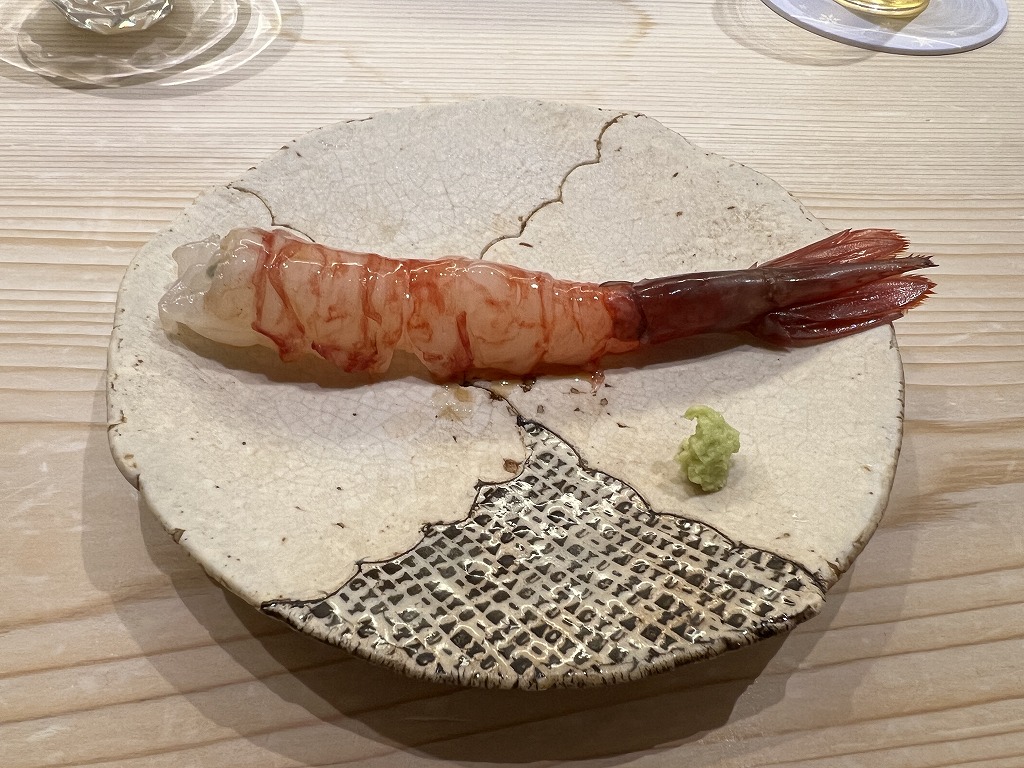 ぶどう海老の刺身(福島産) - 鮨 なんば 日比谷