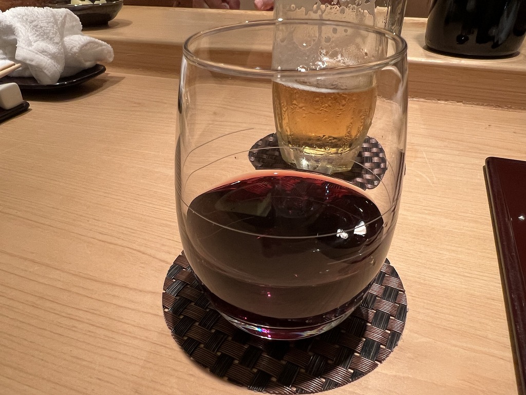 赤ワイン(ブラック・クイーン2018 岩の原葡萄園) - 鮨 花おか 渋谷